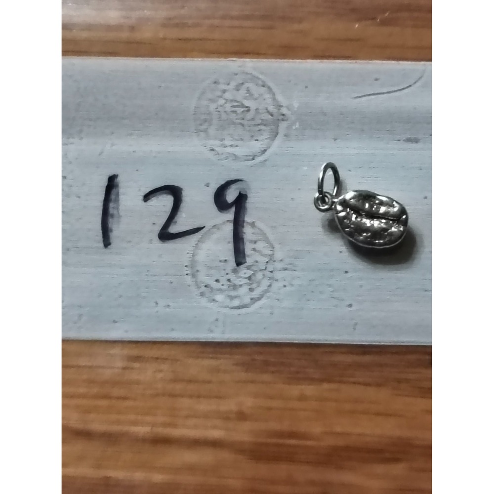 Vintage Sterling Silver Coffee Bean Charm Pendant 925 Textured Food Theme